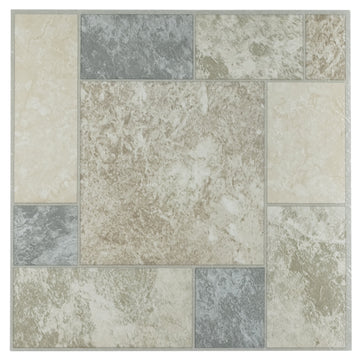 Nexus Self Adhesive 12-Inch Vinyl Floor Tiles, 20 Tiles - 12" x 12", Ancient Beige Mosaic Pattern - Peel & Stick, DIY