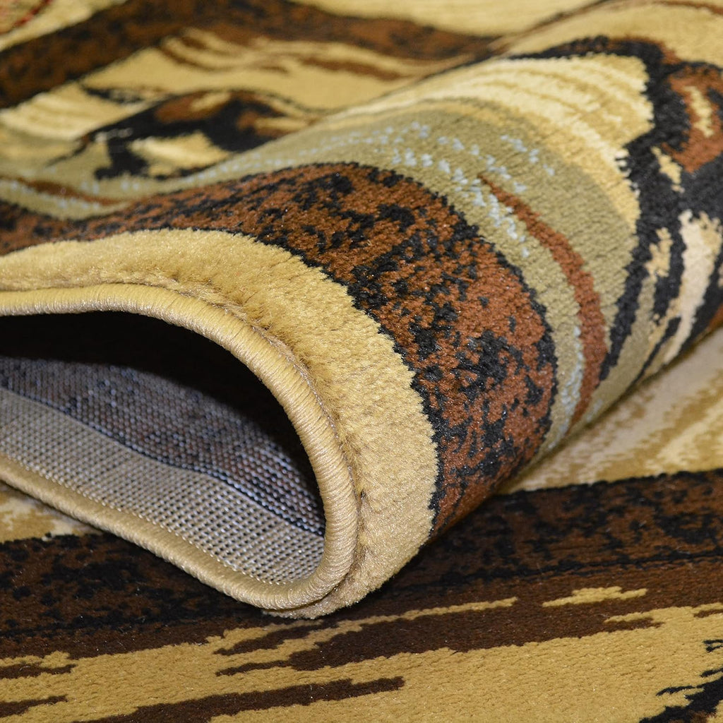 Western Horse Beige Area Rug