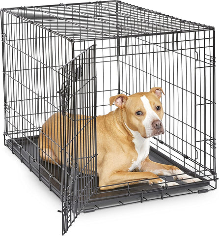 36-Inch iCrate for Medium-Large Breeds, 41-70 lbs, Single Door Folding Dog Crate with Divider Panel