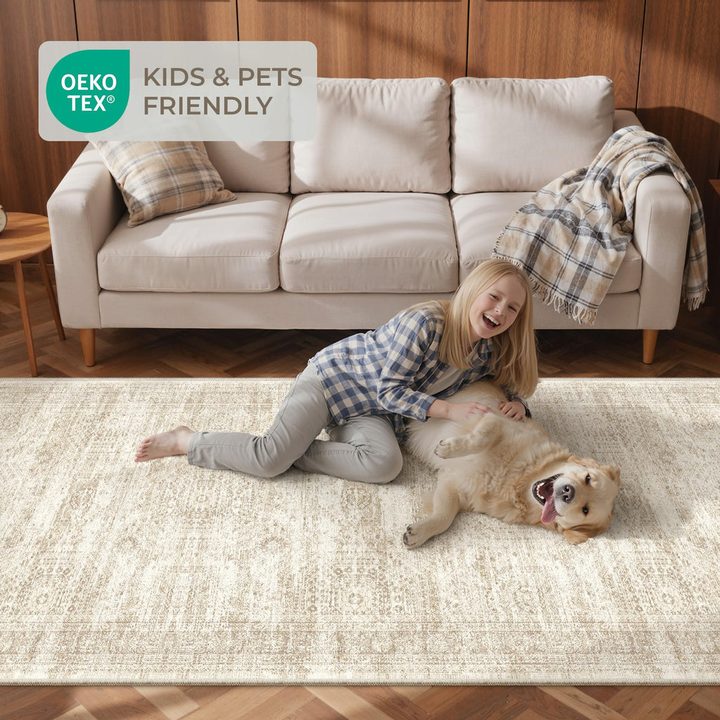 3x20 Runner Rug Non Slip, Washable Hallway Runner Rug, Beige