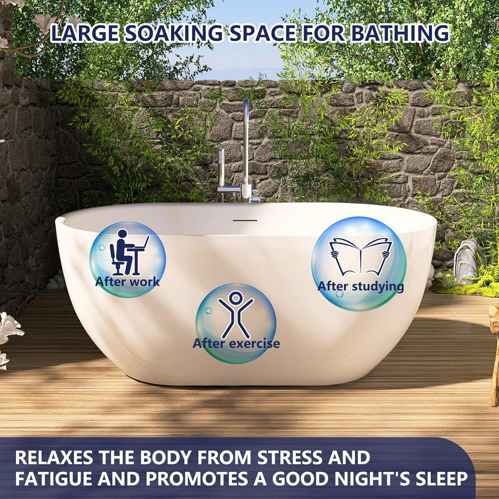 59" Acrylic Free Standing Tub, Stand Alone Tub, Freestanding Bathtub, Soaking Bathtub, cUPC Certified, SE(Glossy White)