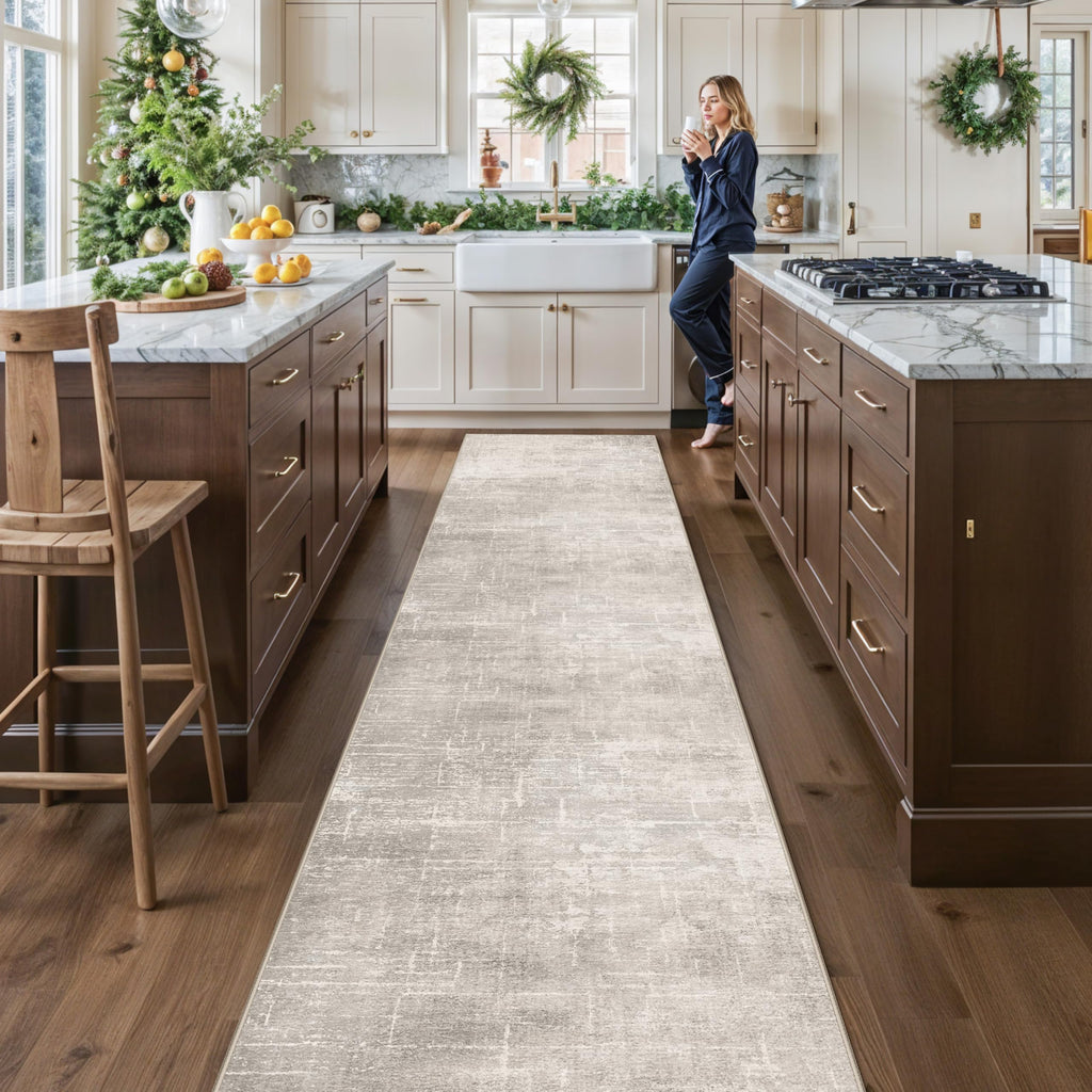 Hallway Washable Runner Rug - 2'6x14 Kitchen Rugs Stain Resistant Entryway Area Rug Abstract Soft Floor Mat Non-Slip