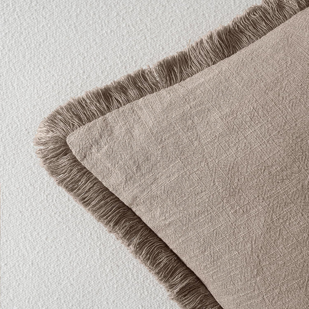 Boho Linen Fringe Decorative Fall Throw Pillow Covers Dune 18x18