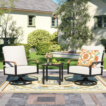 3 Piece Outdoor Bistro Set, Patio Swivel Rocking Chairs