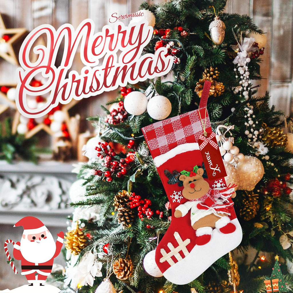 4 PCS 17.8" Christmas Stocking Classic Large Stockings Decoration