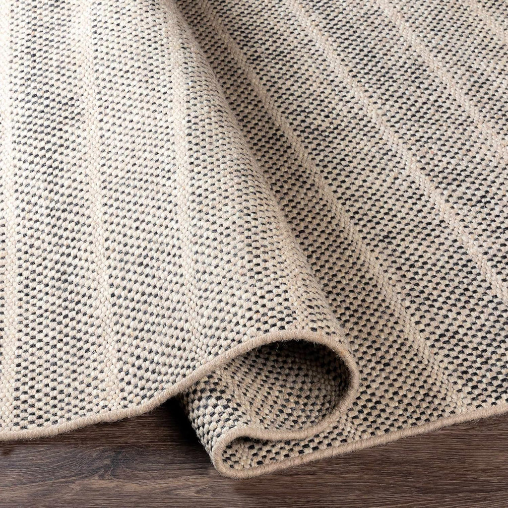 Thorold Wool Living Room, Bedroom Area Rug - Striped Woven Textured - Traditional Transitional Farmhouse Boho Modern