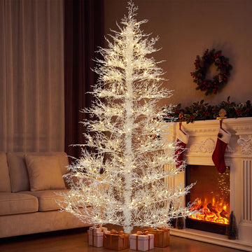 6FT Prelit White Birch Christmas Tree W/300 LED Lights, Remote Control
