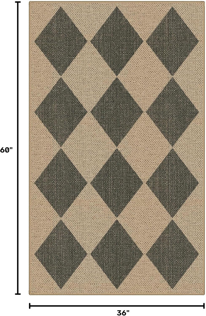 Area Rugs, Washable Outdoor Checkered Non Slip