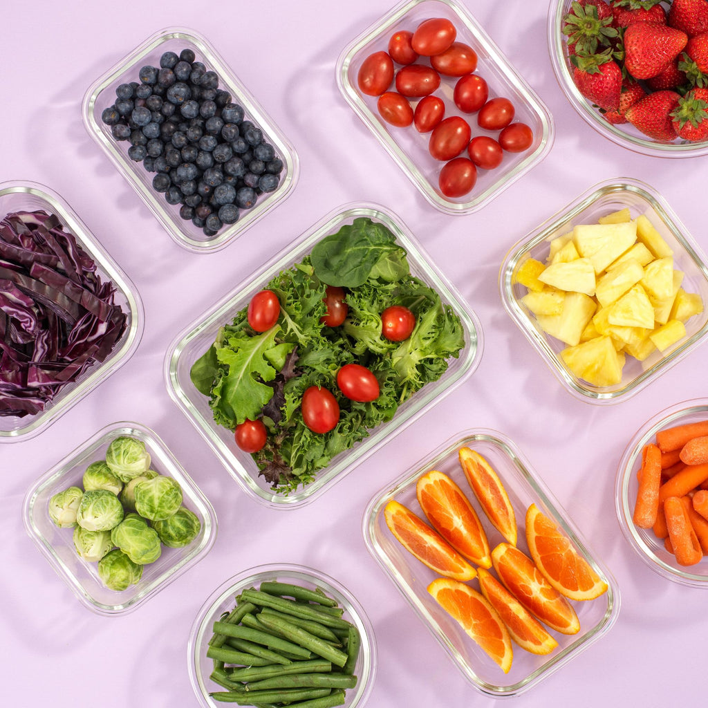 24pc Borosilicate Glass Storage Containers with Lids | 12 Airtight/Freezer Safe Food Storage Containers for Pantry