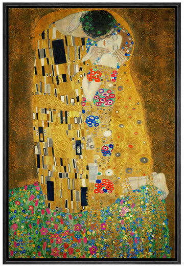 Framed Canvas Print Wall Art The Kiss by Gustav Klimt People Historic Illustrations Fine Art Traditional Scenic