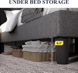 Queen Bed Frame with Button Tufted Wingback Headboard, Upholstered Platform Bed with Wooden Slats Support