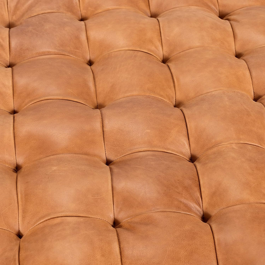 Turin Ottoman in Full-Grain Pure-Aniline Dyed Italian Tanned Leather in Cognac Tan