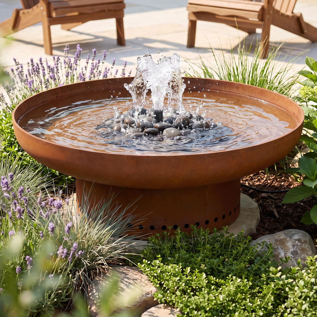 23.6 in Fire Pit, Round Outdoor Wood Burning Steel Fire Bowl
