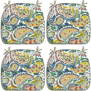 Outdoor Chair Cushions Set of 4, Patio Seat Cushions D16xW17 with Ties, Water Repellent Chair Pads Furniture Garden