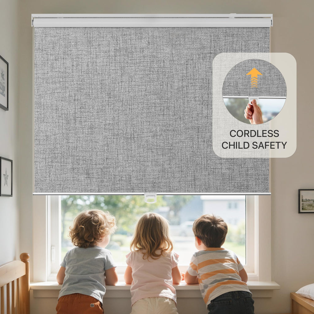 Cordless Blackout Roller Shades, Grey