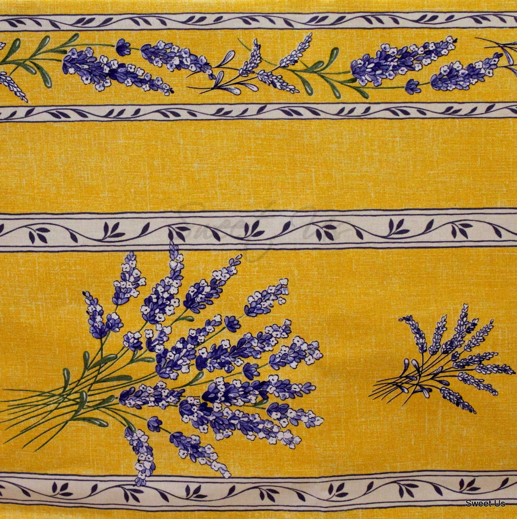 Royal Lavender Wipeable Tablecloth Spill Resistant Acryllic Coated, Floral Cotton French Provencal Tablecloth for