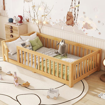 Montessori Floor Bed Frame with Slats, Natural
