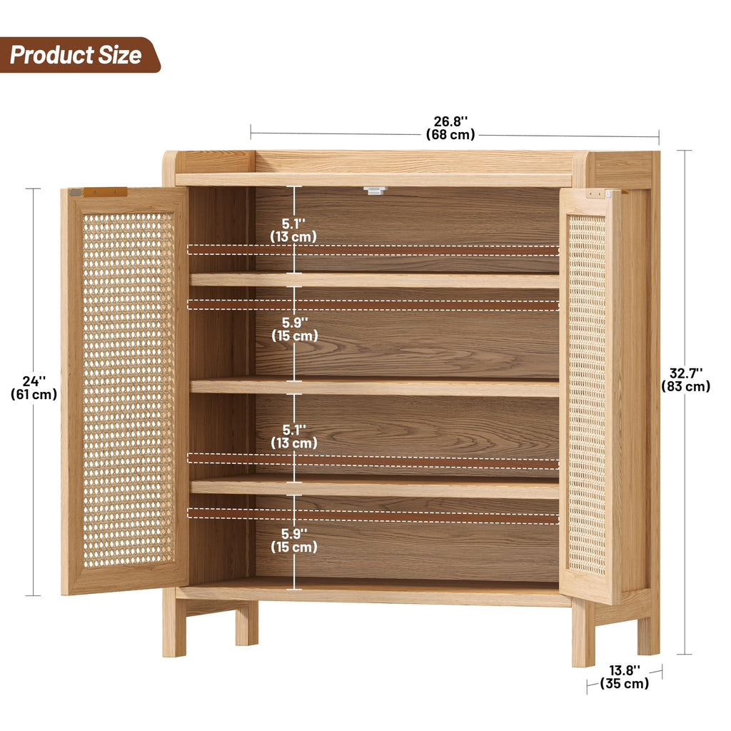 Rattan Shoe Storage Cabinet, 5-Tier Shoe Cabinet