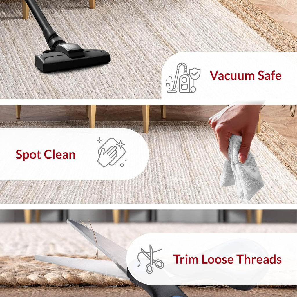 Eleonora White/Natural, 4' x 6' Oval, Bordered, Jute, Soft and Textured, High Traffic, Stain Resistant, Easy Clean
