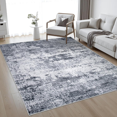 5x7 Area Rug Living Room Rug: Washable Modern Abstract Soft Thin Rug Indoor Floor No Slip Stain Resistant Carpet for
