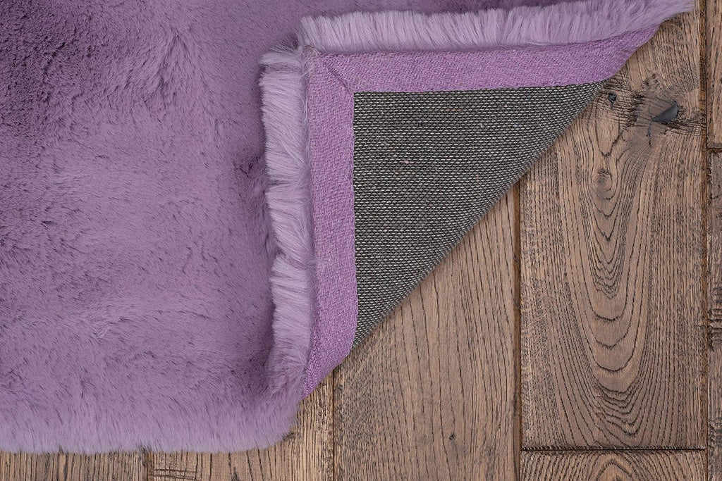 Haven Lux Soft Faux Rabbit Lavender Solid Colored Area Rug