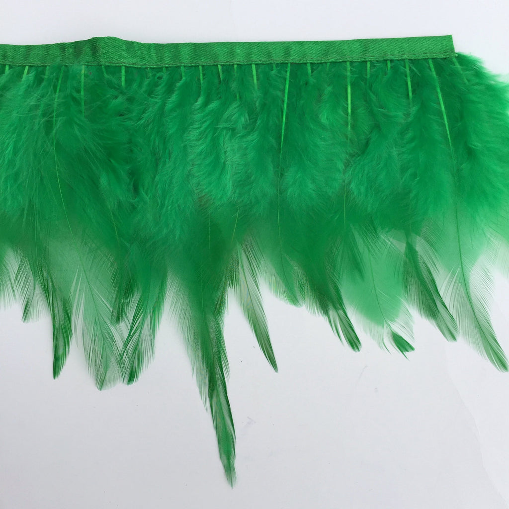 Rooster Hackle Feather Trim Fringe for DIY Clothing Craft Dress Decoration(Dark Green) - 2yards