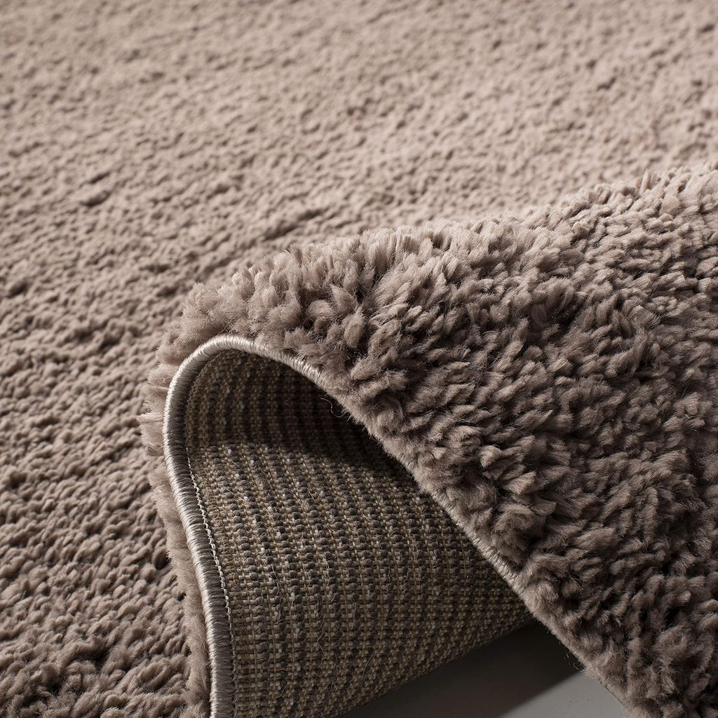 August Shag Area Rug - 10' x 14', Taupe, Solid Design, Non-Shedding & Easy Care, 1.2-inch Thick