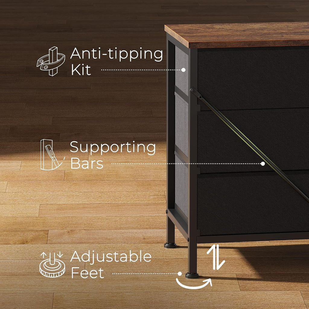 70 Inch Dresser , TV Stand for 65, 75, 80 Inch TV, 12 Fabric Drawer Long Dresser, Large Entertainment Center , Wide