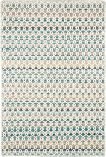 Dash and Albert Poppy Wool Area Rug - 2' x 3' Blue Geometric Handwoven Accent Rug - Durable, Low Pil