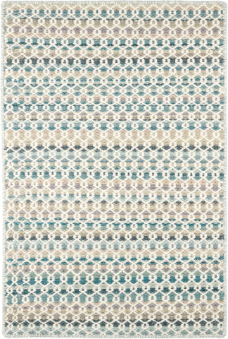 Dash and Albert Poppy Wool Area Rug - 2' x 3' Blue Geometric Handwoven Accent Rug - Durable, Low Pil