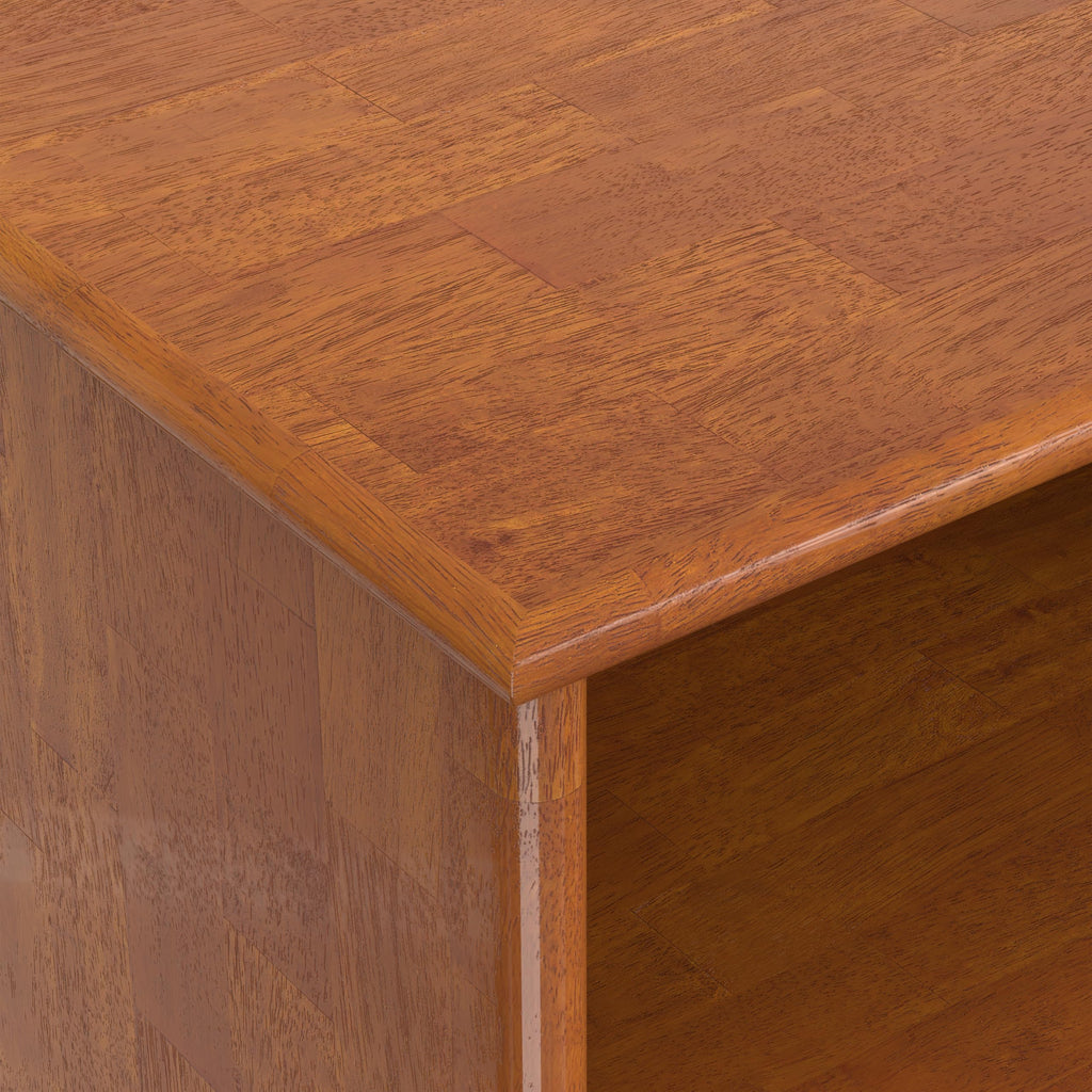 Draper 30" Tall Solid Wood 6-Shelf Bookcase in Teak Brown