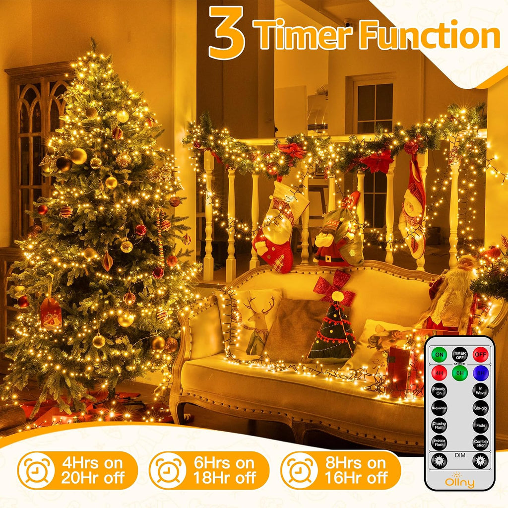 Cluster Lights Christmas 400LED 20FT, Conncetable Tree Lights Plug