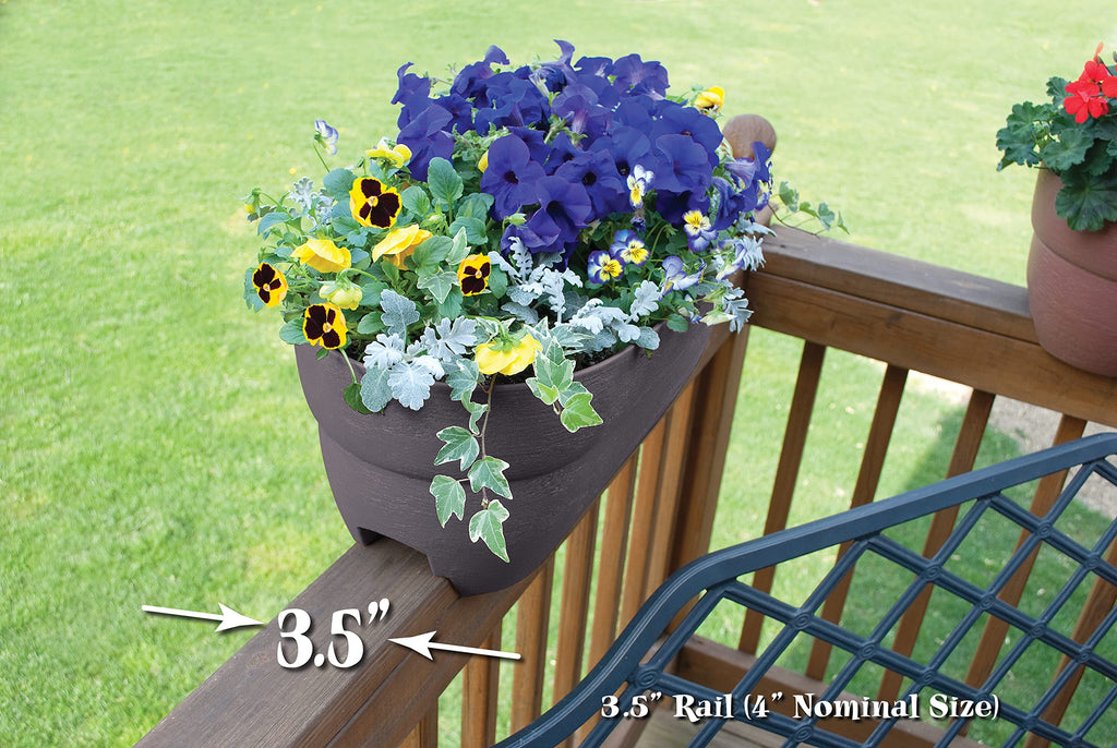 Bloomers Railing Planter with Drainage Holes- 24" W - Slate, Plastic