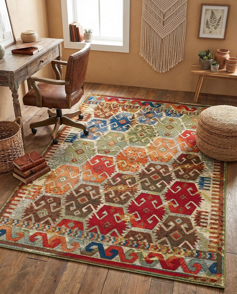 Outdoor Southwestern Collection Rug - Multi Flatweave-Pile Rug Perfect s, Kitchens, Breakfast Nooks, Accent Pieces