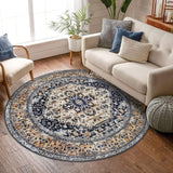 Round Rug 6 Ft Rugs for Entryway Washable Circle Rug Non Slip Round Living Room Rugs Printed Faux Wo