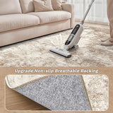 Area Rug Living Room - 9X12 Abstract Washable Large Soft Foldable Non Slip Rug Neutral Modern Low Pile Carpet for