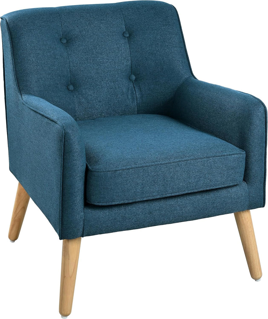 Felicity Mid-Century Modern Fabric Upholstered Accent Chair, Wooden Living Room Club Chair, Bedroom Comfy Reading