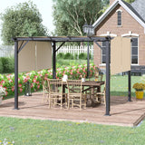 12' x 10' Outdoor Retractable Pergola Canopy with Sun Shade Unique Design Canopy Patio Metal Shelter for Garden Porch