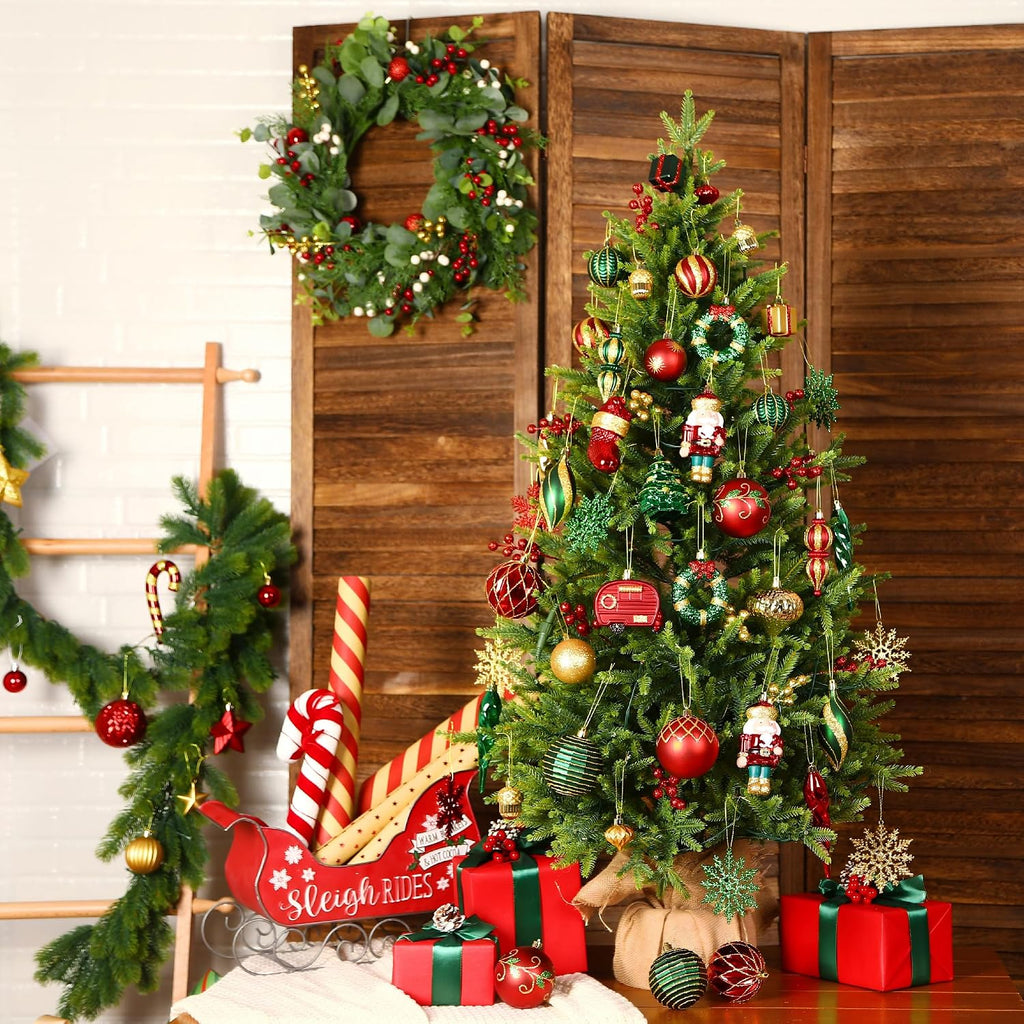 135-Pack Christmas Ornaments, Shatterproof Plastic Christmas Balls for Tree Decorations Baubles with Hanging Strings