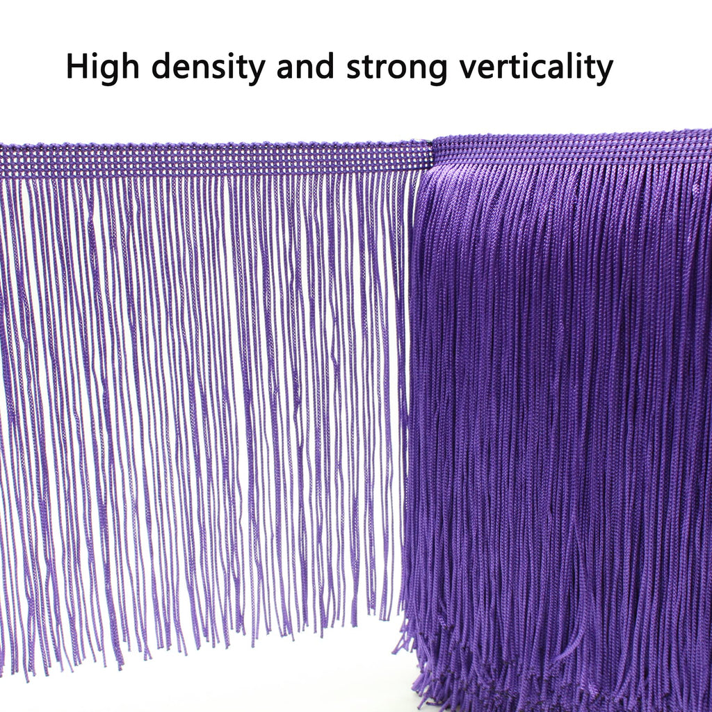 8" Dark Purple Fringe Trim Tassel Sewing Trim for Clothes Accessories Latin Wedding Dress DIY Lamp Shade - 10 Yards