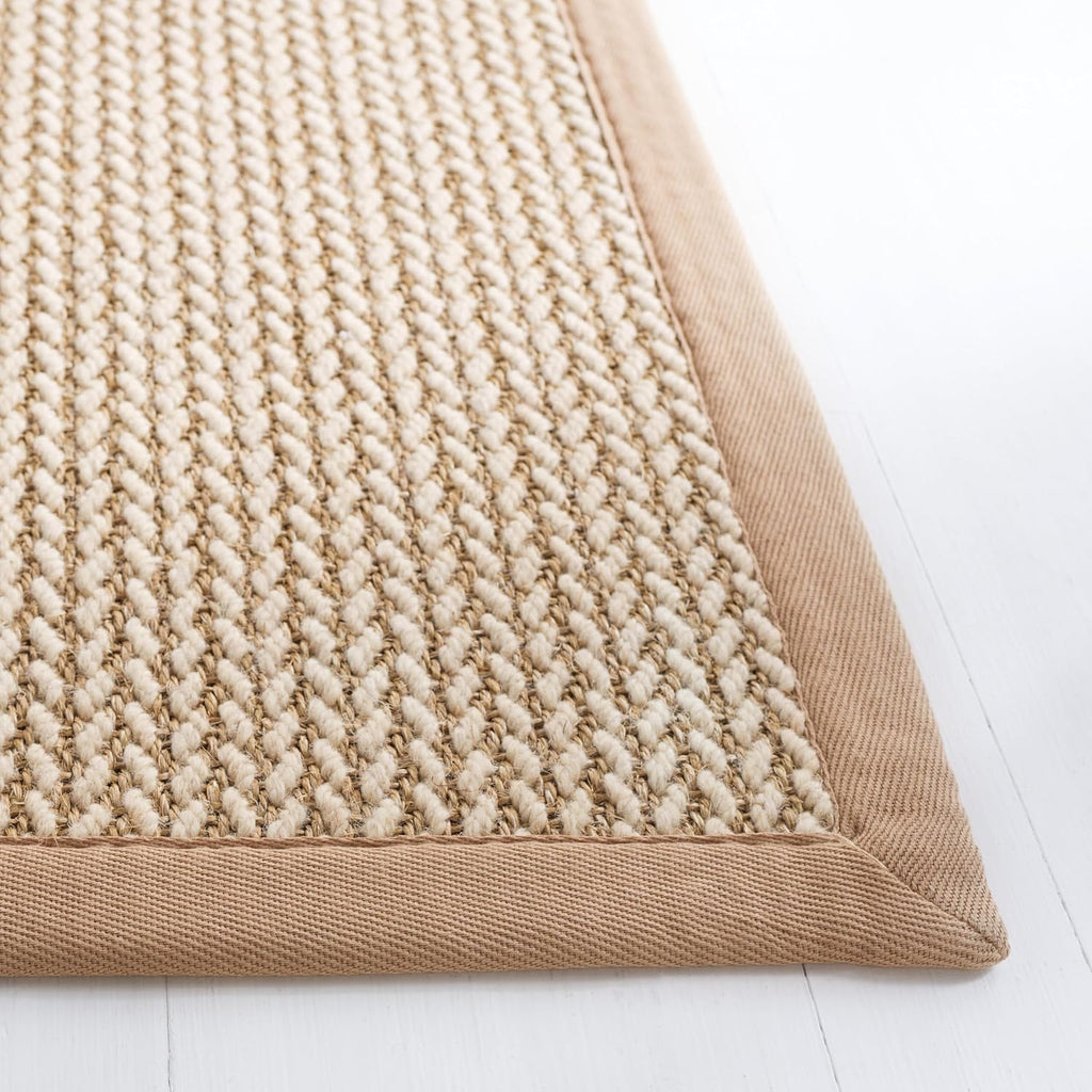 Area Rug 10x14 - Natural Fiber - Large - Beige, Sisal & Wool, Woven Design with Border