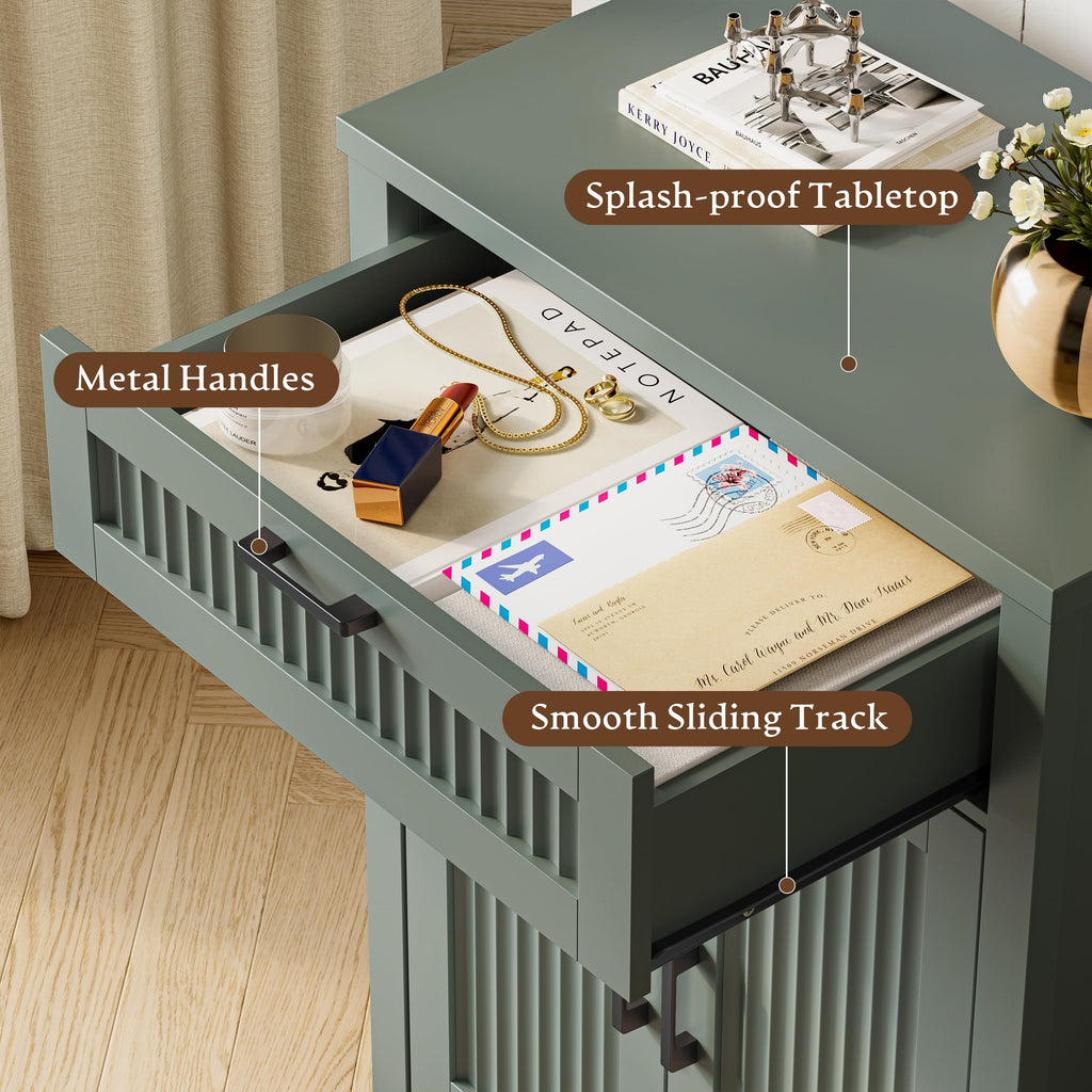 Fluted Buffet Sideboard Cabinet with Storage, Buffet Table with Drawer