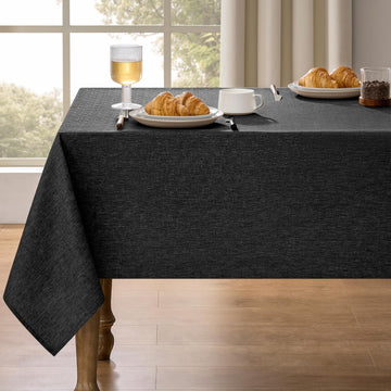 Black Extra Long Cloth Tablecloths for Rectangle Tables, Waterproof Reusable Dinning Table Cover Protector for