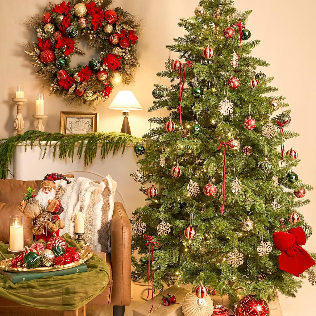 Christmas Balls Ornaments, Shatterproof Xmas Tree Decorations, Hanging Bulbs Baubles Set with String for Holiday - Set of 30