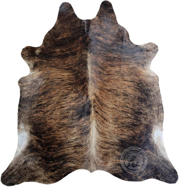 100% Genuine Dark Brindle Cowhide Rug - Modern Style Animal Skin Rug & Floor Carpet & More - Large (6x6-7ft)