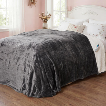 King Size Heated Electric Blanket with Dual Control, Grey