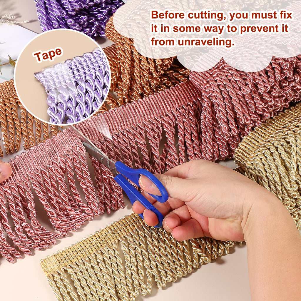 Bronze Fringe Trim, 5 Yards x 4inch Fringe Trim Curtain Tassel Thick Long Fabric Sewing for Curtain Sofa Clothes DIY