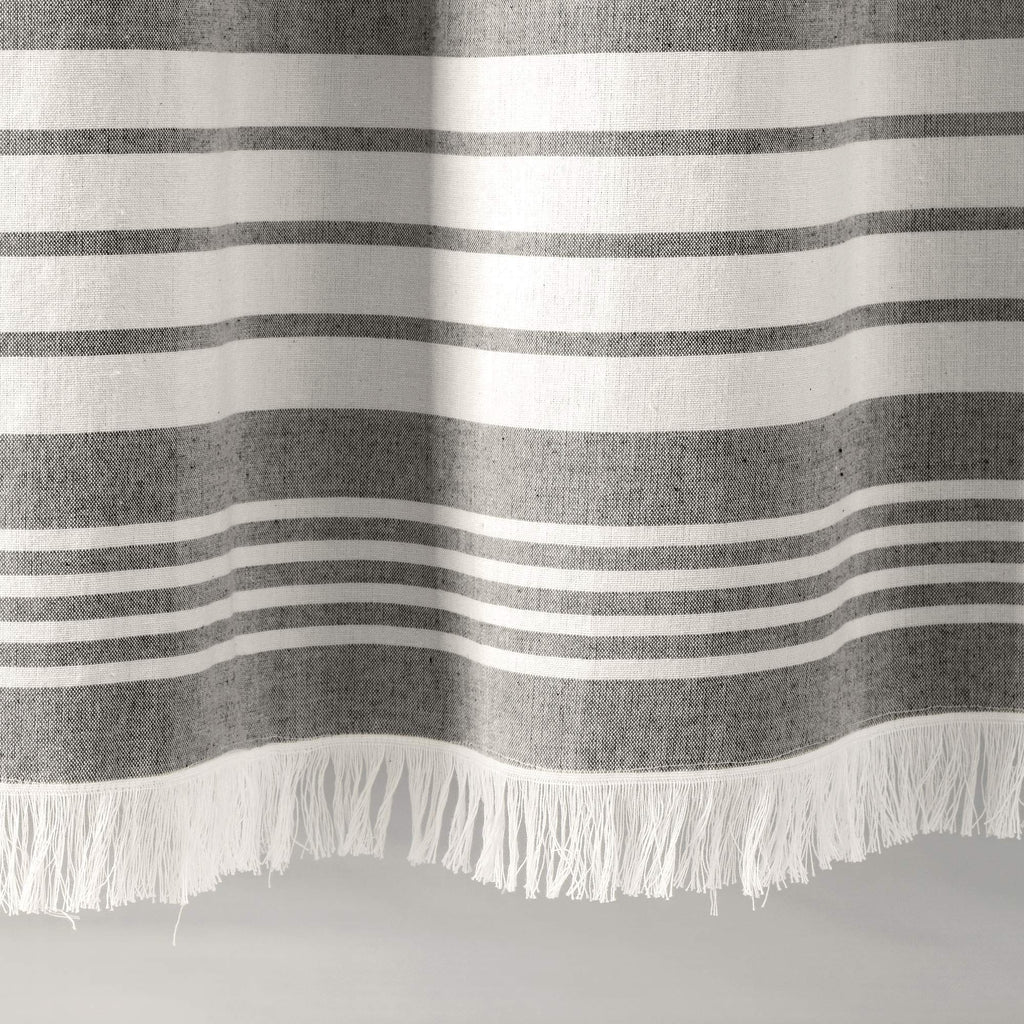 Nantucket Yarn Dyed Cotton Blend Tassel Fringe Single 72" W x 72" L Gray - Gray Shower Curtains Curtain