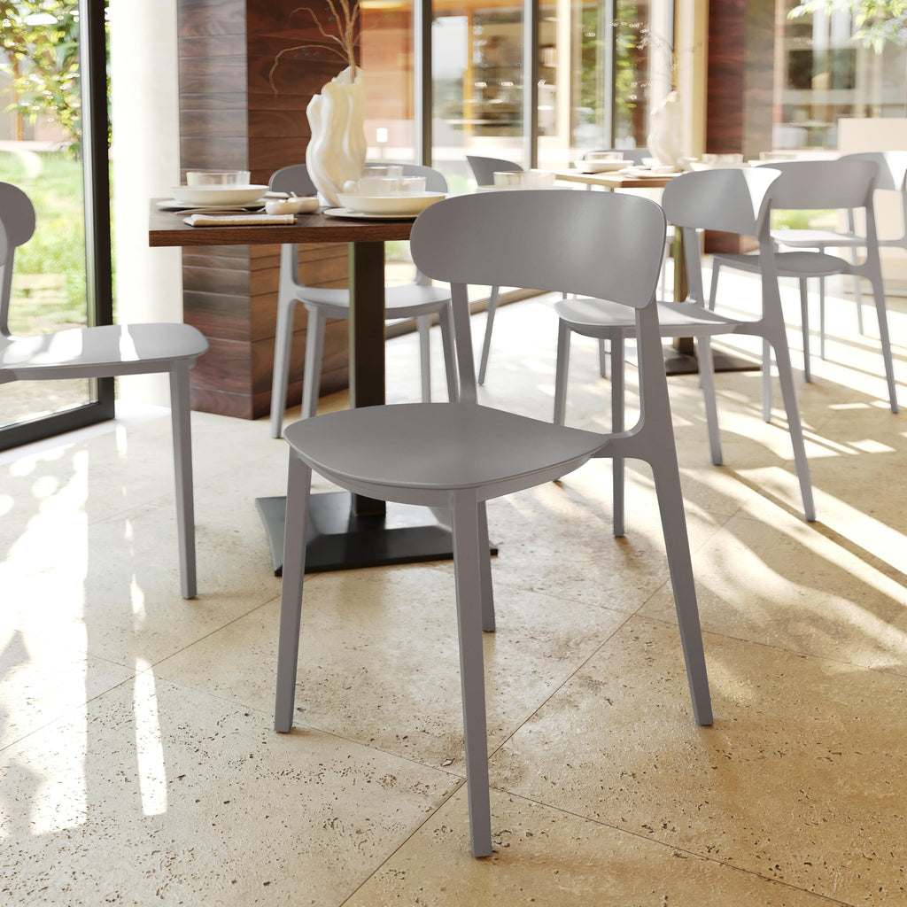 Indoor-Outdoor All-Weather Resin Stacking Chair, Gray