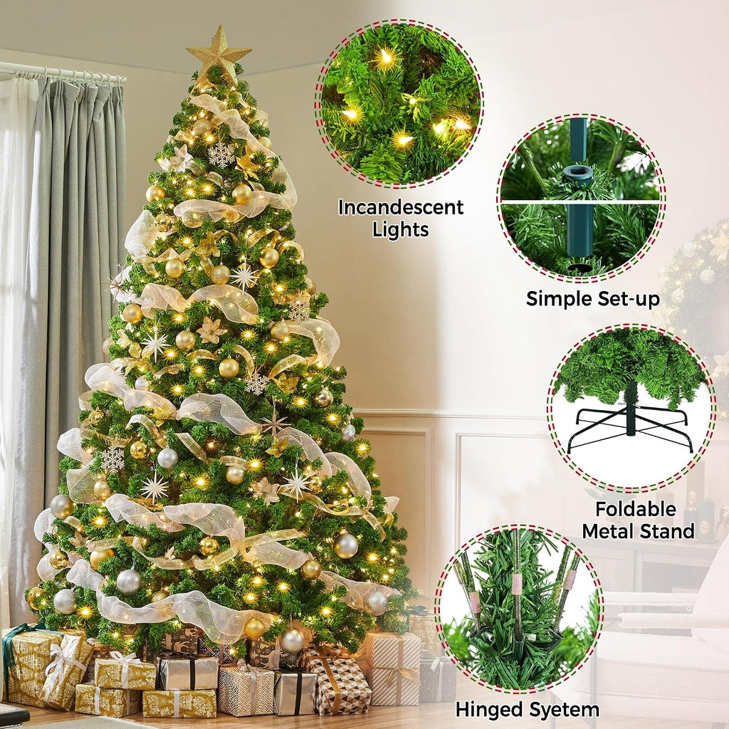 Prelit Artificial Christmas Tree with 900 Warm White Lights